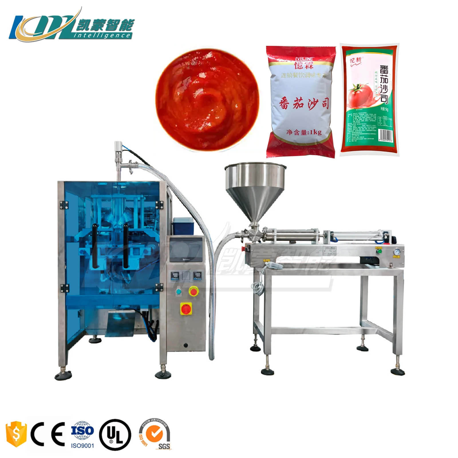 Automatic VFFS Liquid Ketchup Filling Packing Machine Vertical Laundry Detergent/Salad Sauce Stick Packing Machine