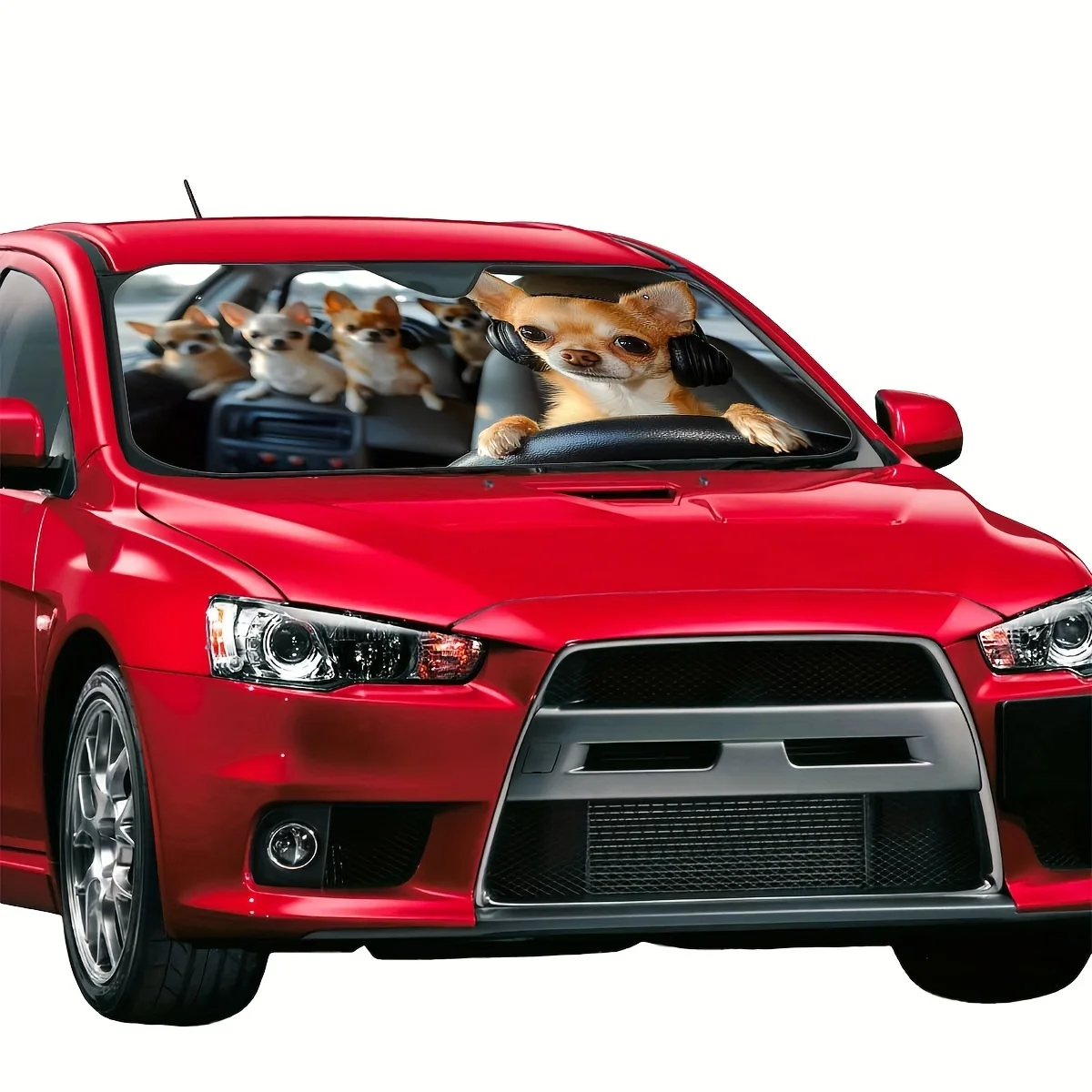 

1pc Cute Chihuahua Music Pattern Car Window Sunshade - Windshield Protection, UV Protection, Keeps Car Cool, Easy Installation,