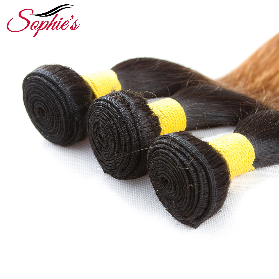 Sophie\'s Pre-colored Ombre T1B/30 Color 1 Bundles Hair Malaysian Human  Hair Non-Remy Body Wave Hair Sew In Hair Extensions