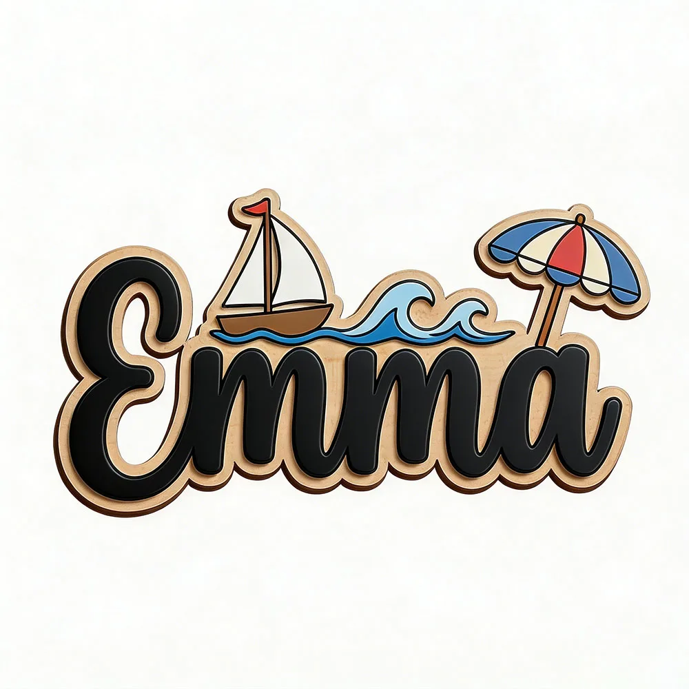 Personalisiertes Strand-Segelboot-Namensschild für Kinderzimmer Holz-Wanddekoration für Kinderzimmer Individuelles Babyparty-Geschenk