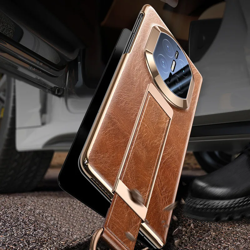 Vintage Genuine Oil Wax Leather Flip Case for Huawei Mate X7 X6 X5 MateX7 Wristband Holder Grip Hinge Window View Smart Cover