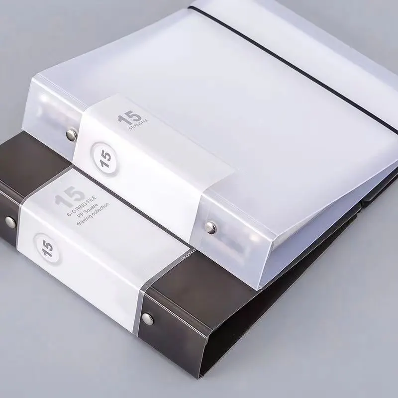 1 Piece Square File Folder Transparent Plastic Clip Binder Inner Page Bag 20 Sheets Capacity Paper Collecting Document Organizer