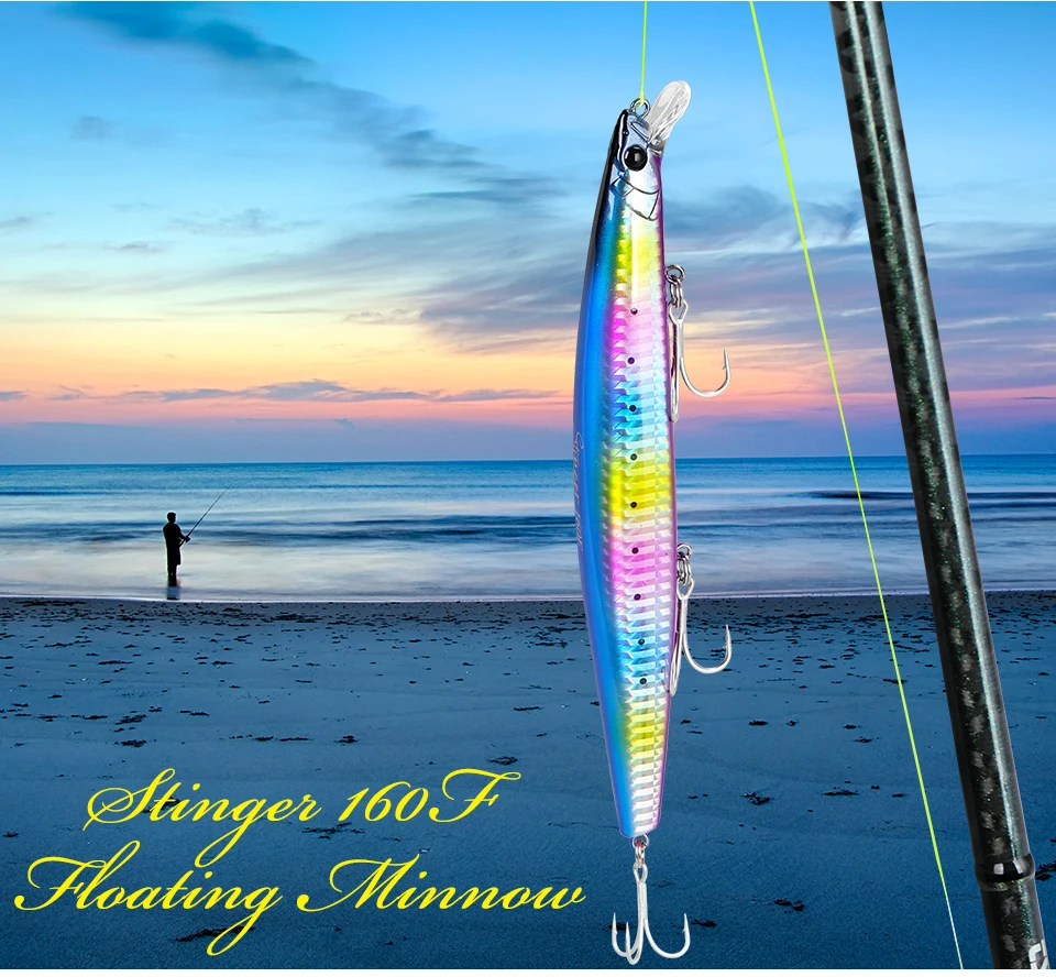 TSURINOYA 160F Ultra-lange Casting Schwimmende Minnow Angeln Köder DW110 STINGER 163mm 31g Meer Angeln Harten köder Piura Seebarsch Köder – Detail 12