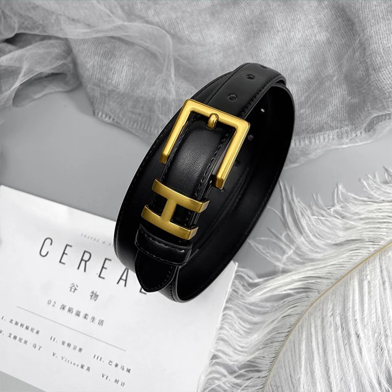 حزام نسائي صغير، معطف مزخرف جديد بإبزيم على شكل حرف I على شكل حرف H، حزام جينز عصري راقي