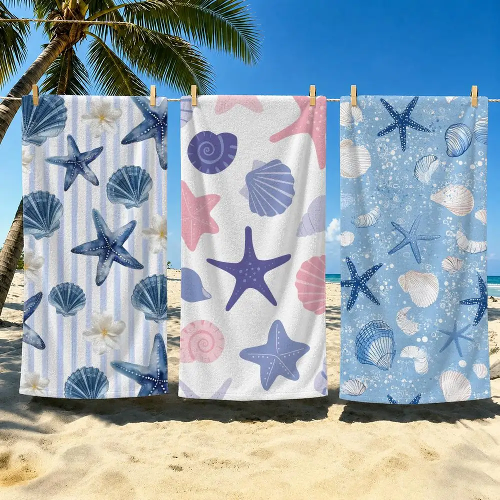 Pattern S-Shell & Starfish Towel Towel Soft Pool Gift For Travel Gym Shower Cool Camping Quick Dry Sports  Large Beach Towel