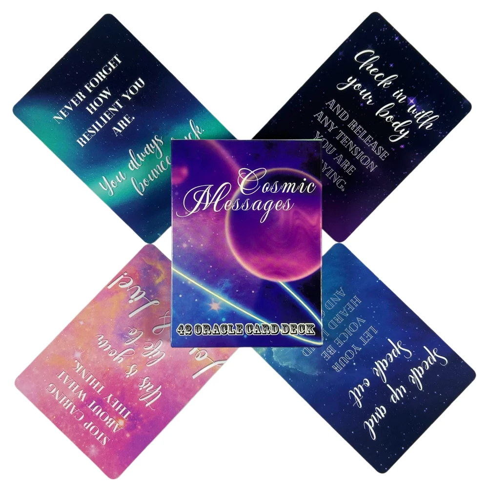 Jeu de société Cosmic Messages Oracle Card Deck Twin Flame Love Message English Visions Divination Edition