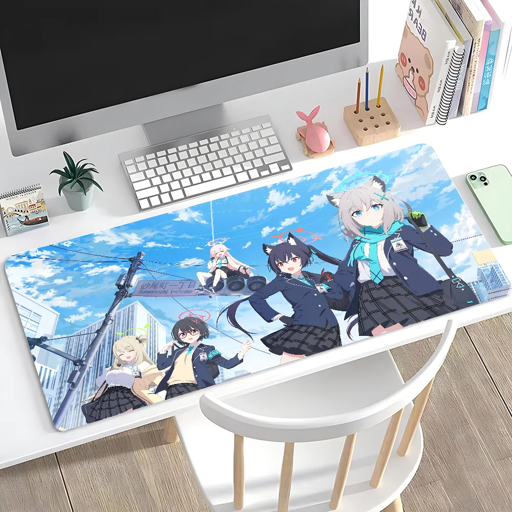 Anime B-Blue Archive Tsukatsuki Rio Mousepad Large Anti-Slip Mouse Pad Stitched Edges Mat Desk Laptop Gaming​ Keyboard Pad XXL