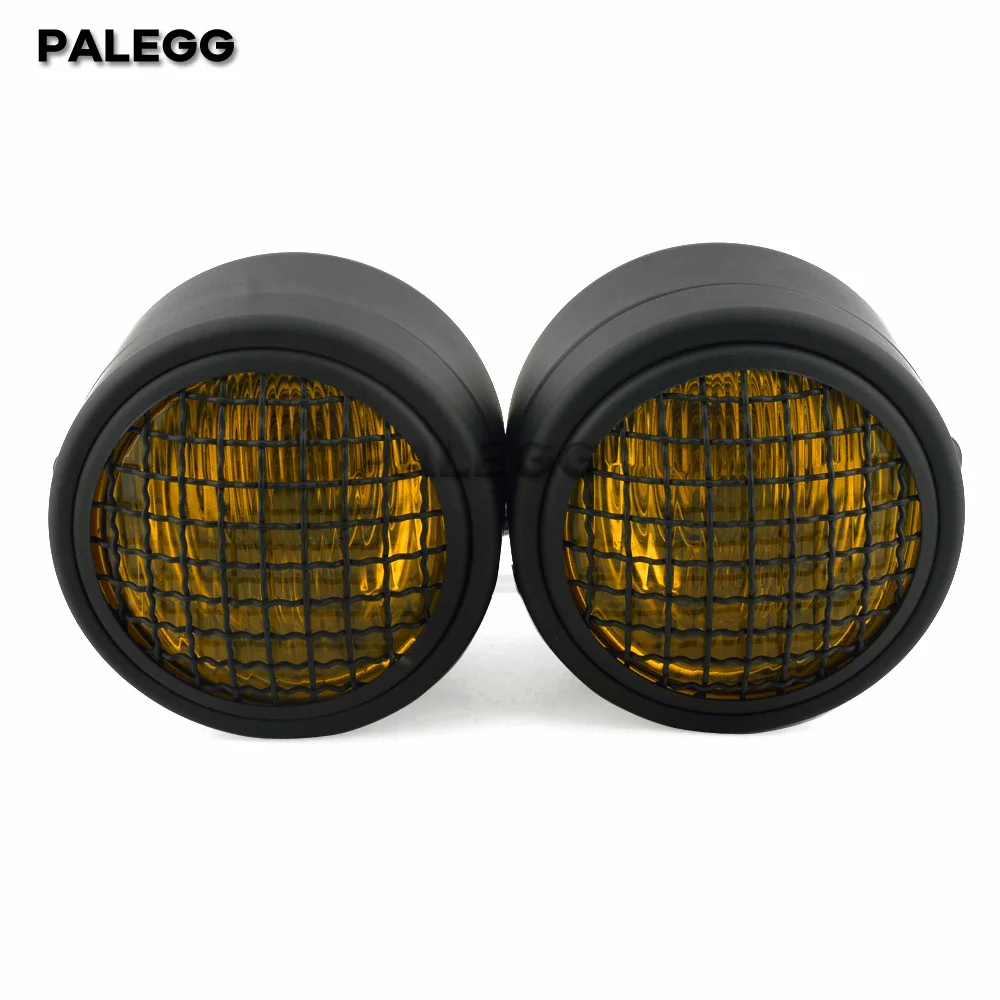 Black H4 Double Twin Head Light Motorcycle Dominator Dual Headlight Clear/ Yellow Lens For Harley Touring Cruiser Suzuki Honda