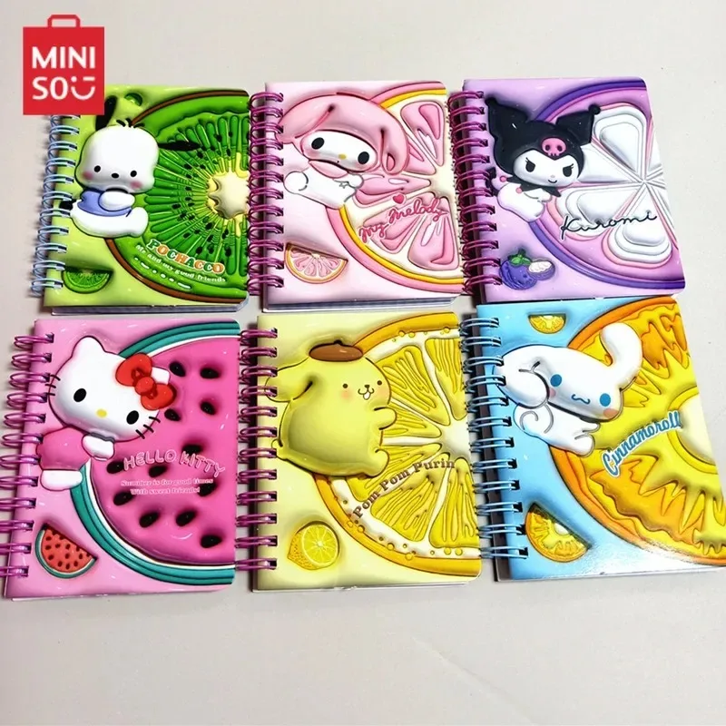 Sanrio Cute Hello Kitty Kuromi My Melody Pachacco Stereo Student Notebook Anime Cartoons Fruit Bloat Design Manual Book