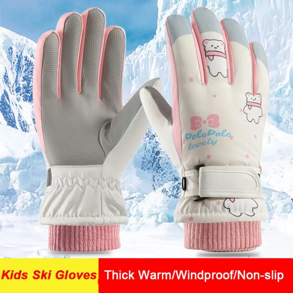 Thick Warm Children Ski Gloves Non-slip Windproof Sports Mittens Touch Screen Snow Snowboard Kids Cycling Gloves Kids Boys Girls