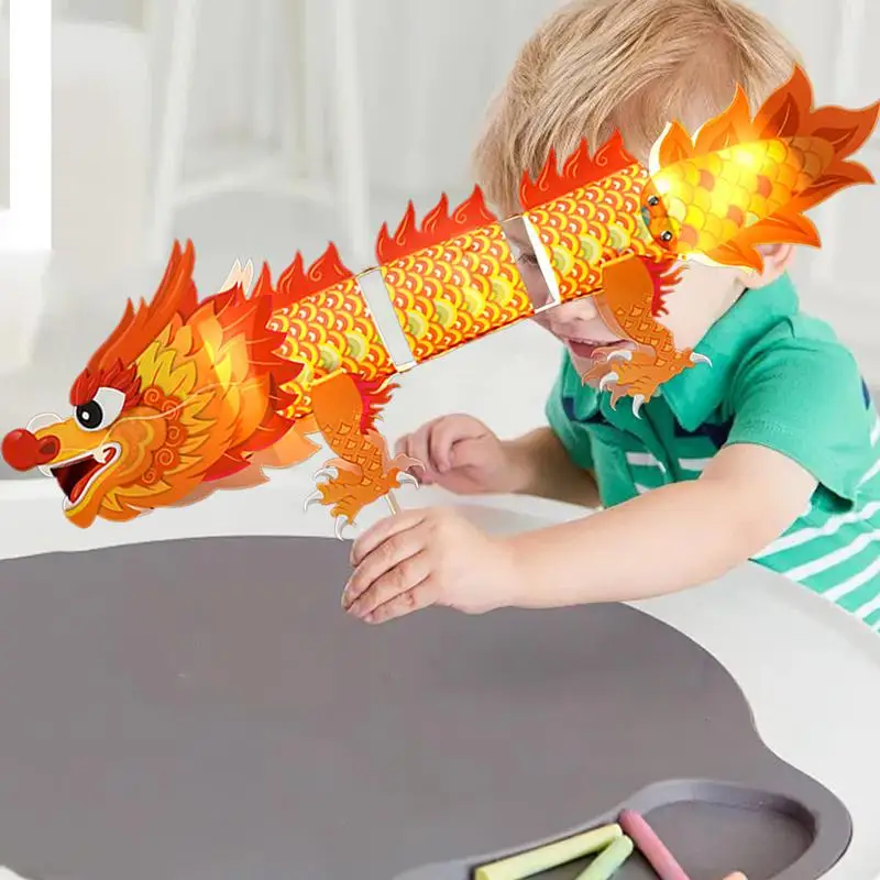 

Chinese Mid-Autumn Lanterns Decorative LED Lighted Dragon Dance Festival Lantern Craft Kit Handmade Lantern Toys Handheld Lamp