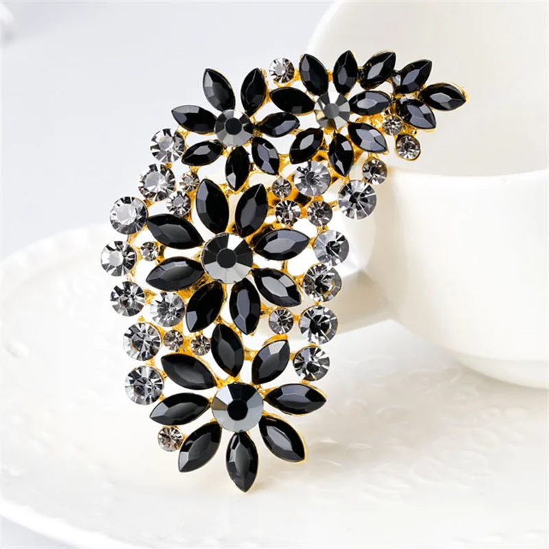 Fashion Exaggeration Luxury Multi-color Feather Rhinestone Brooch Corsage Women\'s Dress Accessories Jewelry