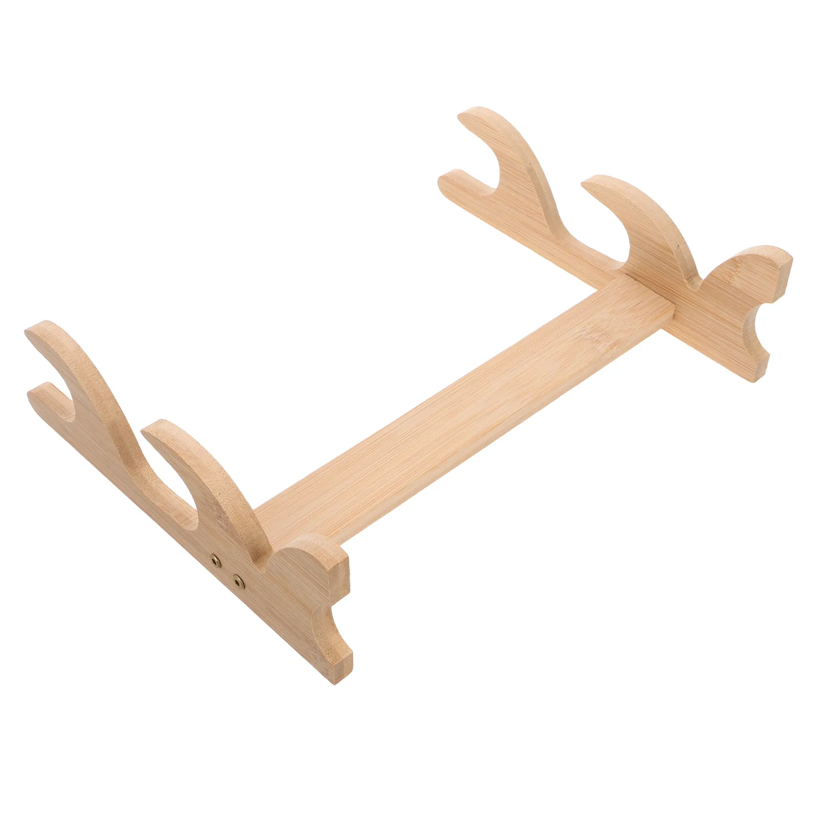 2-Tier Wooden Display Stand for Tabletop, Home & Office Storage Rack, Flute Holder, Natural Wood Finish