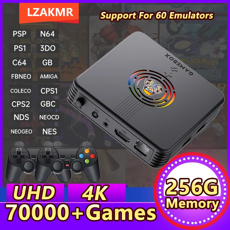 家庭用ゲームボックスx9,256g,70000のゲームが提供され,60のエミュレーター,4k hd,ps1,psp,子供向けギフト,レトロなミニアーケード