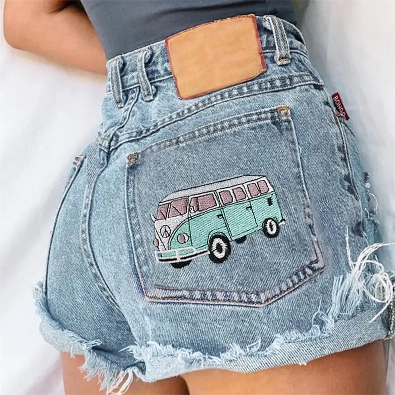 

Women's Denim Shorts 2024 Summer New Casual Quality Denim Rotted Edge High Waisted Wash Denim Shorts