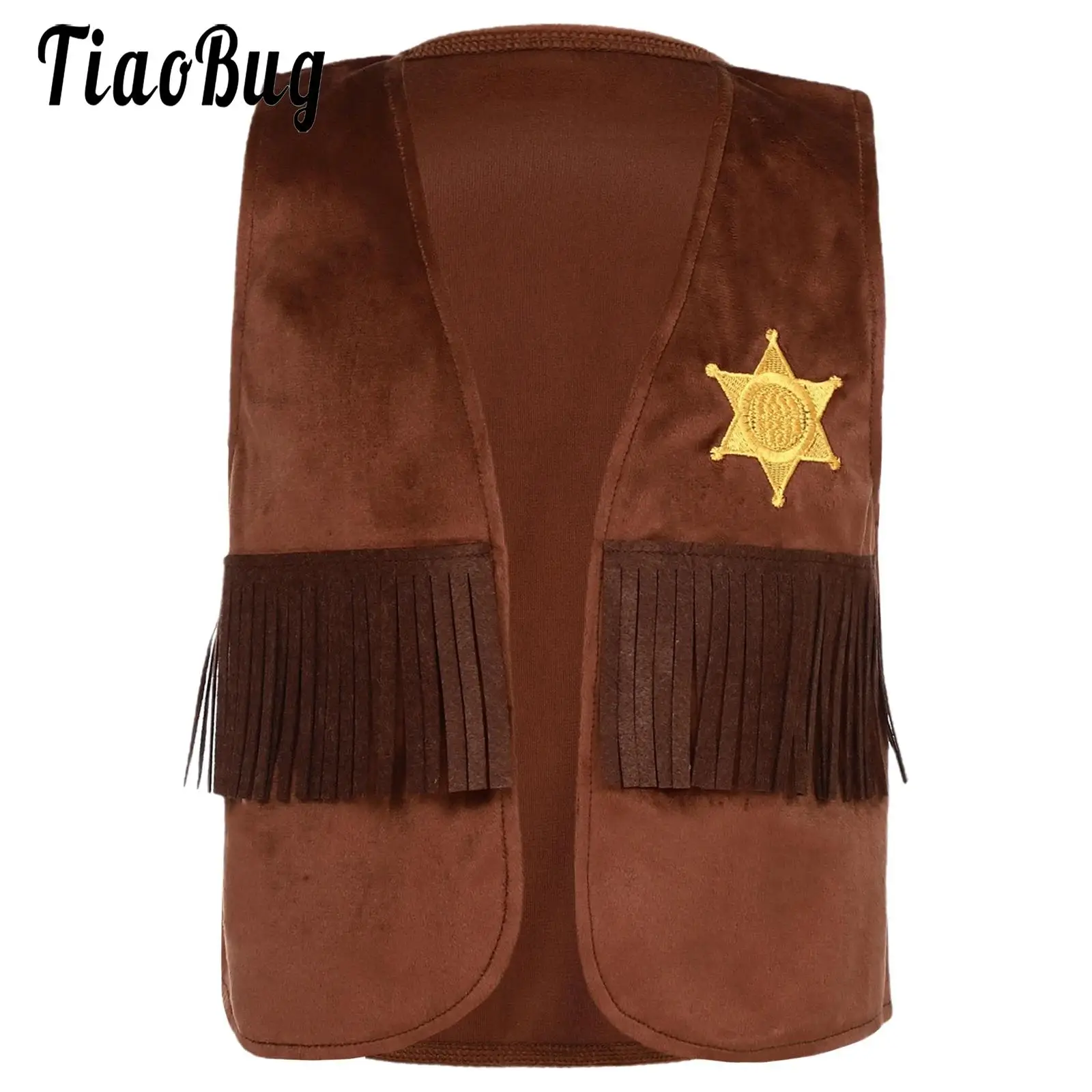 Baby Kids Cowboy Cowgirl Costume Open Fringed Cowboys Waistcoat Vest for Halloween Cosplay Birthday Photo Shooting Themed Party