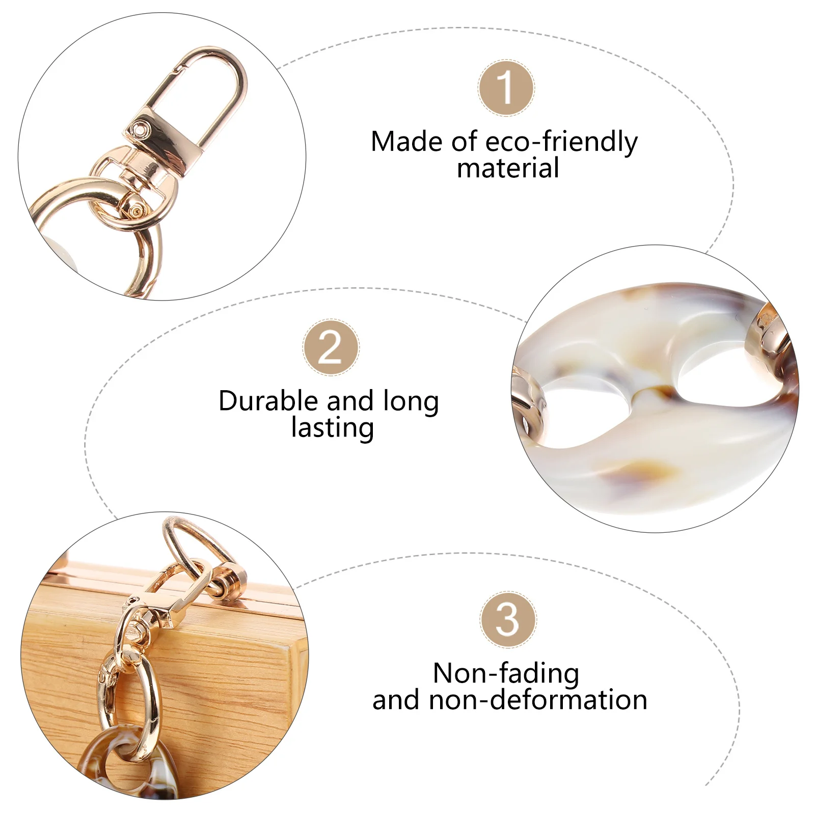 

Acrylic Resin Chain Strap Beige Purses Tote Belt DIY Accessory Handbag Decoration Durable Fashion Environmental Protection