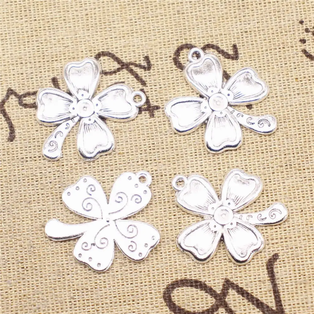 45pcs Wholesale Jewelry Lots Four-leaf Clover Charms Pendant Supplies For Jewelry Materials 24x28mm