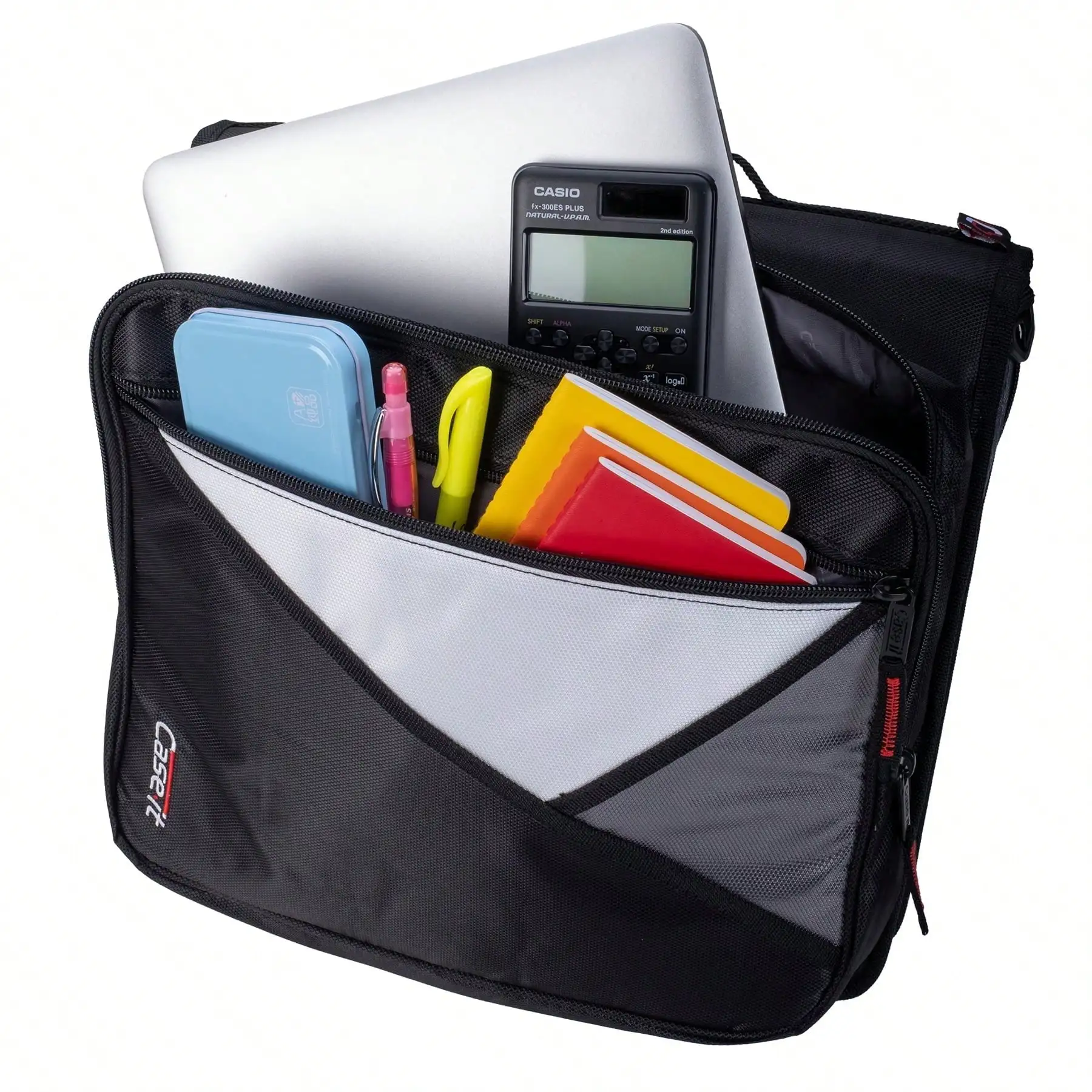 13" Laptop 3-Ring Zipper Binder Black, School & Office Organizer with Compartments, Secure Document & Tech Carrier