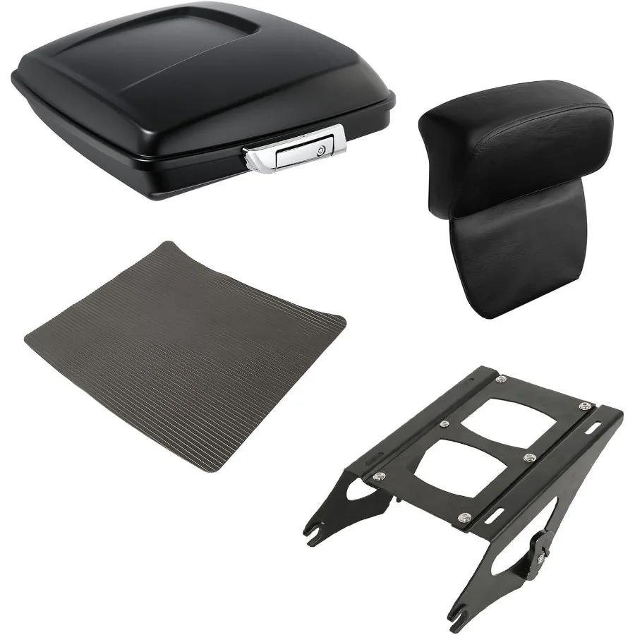 

Мотоциклетный багажник 5,5 матового черного цвета с накладкой на спинку и черной стойкой для Harley Touring Road King Street Glide