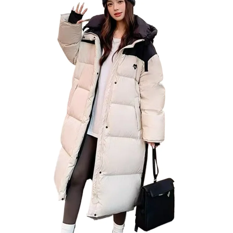 

Новое цветное хлопковое пальто для женщин, длинное стильное толстое теплое пальто длиной до колена, свободное модное зимнее пальто