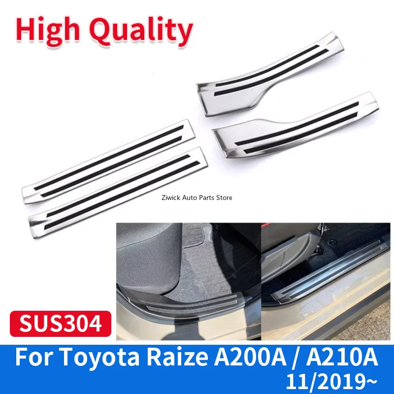 for Raize A200A A210A 2019 High Grade Stainless Steel Molding Decoration Car Door Sill Plate Internal Accessories