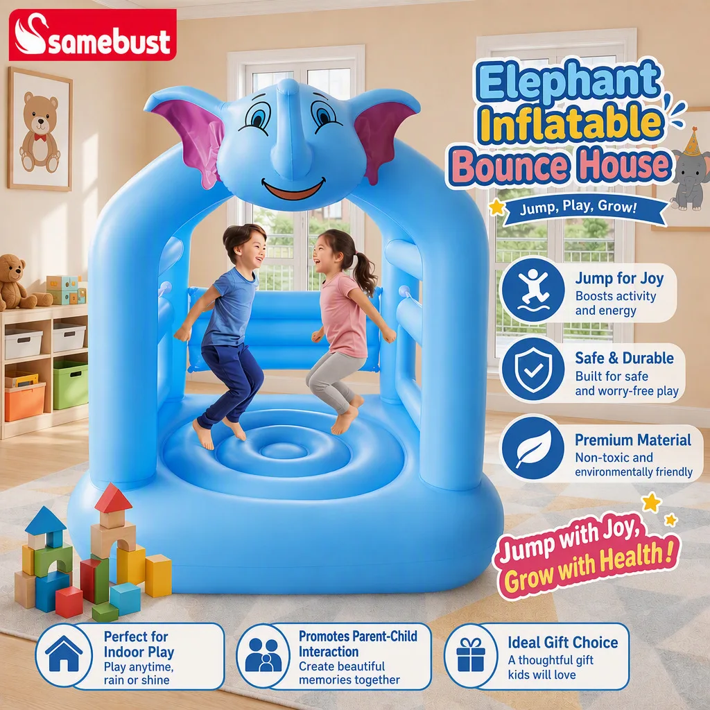 Children's Inflatable Elephant Jumping Bed Thickened PVC Indoor Outdoor Playground Inflatable Bounce House for Kindergarten