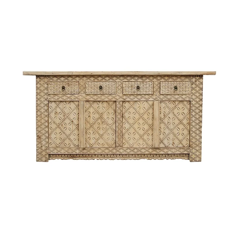 

Antique replica carved reclaimed wood sideboard furniture