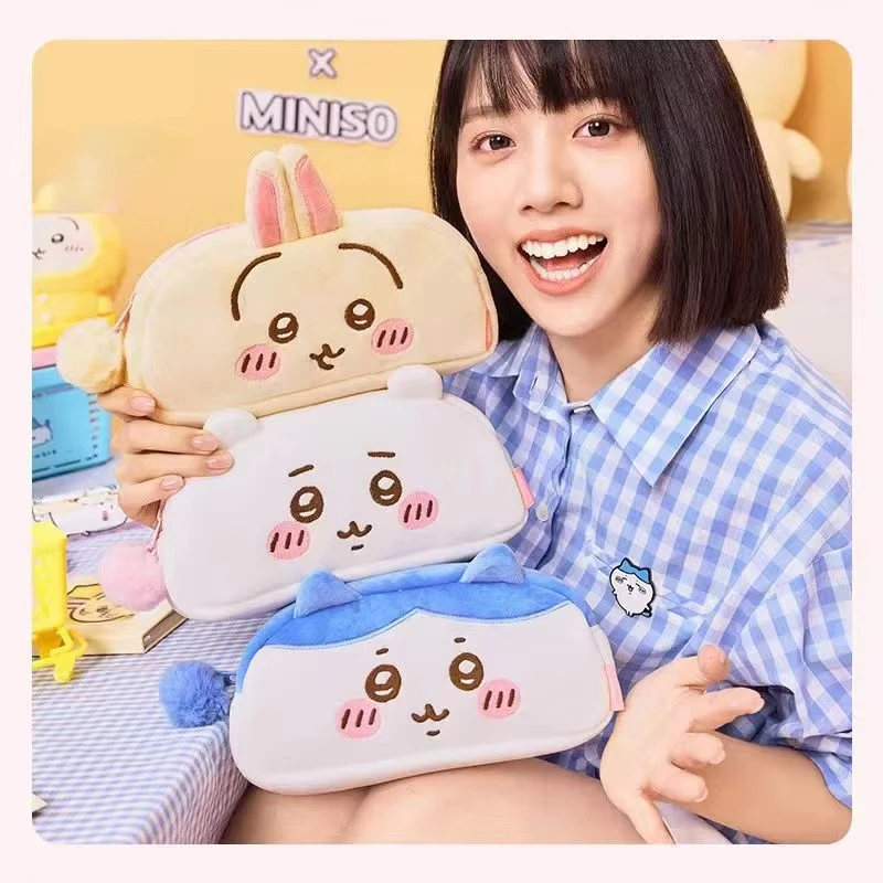 Chiikawa Pencil Case Hachiware Usagi Plush Stationery Bag Coin Cosmetic Students Supplies Storage Pouch Birthday Gift