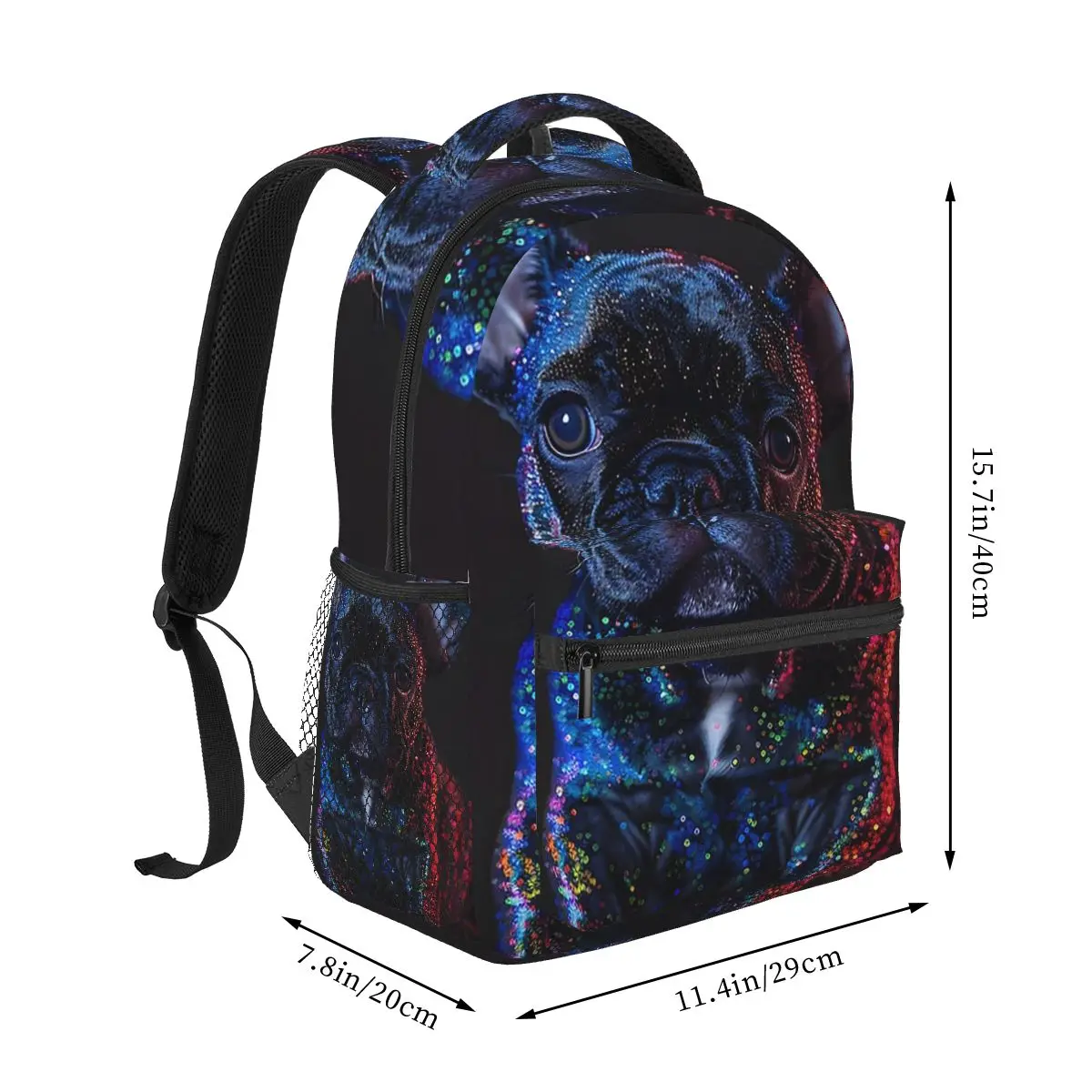 Cute French Bulldog Puppy Facial Student Backpack School Bag Hiking Travel Daypack for Boys Girls Fashion Bookbag Shoulder Bags