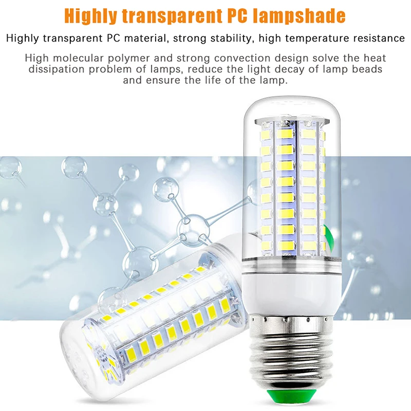 E27 LED Corn Super Bright Light Bulb 72 LED SMD 5730 Light Bulb 220V Fixture Home Chandelier Candle Light Bulb