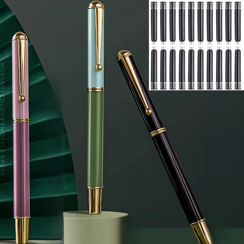 11-teiliges Set (1 Stift und 10 Ersatzminen) – schwarzer Tintenstift im Pinselstil mit austauschbaren Tintenpatronen zum Kopieren und für Kalligraphie, ausgestattet mit einem eleganten Pinsel aus Wolfsborsten und wasserbasierter Tinte, einfach zu verwenden. – Detail 5