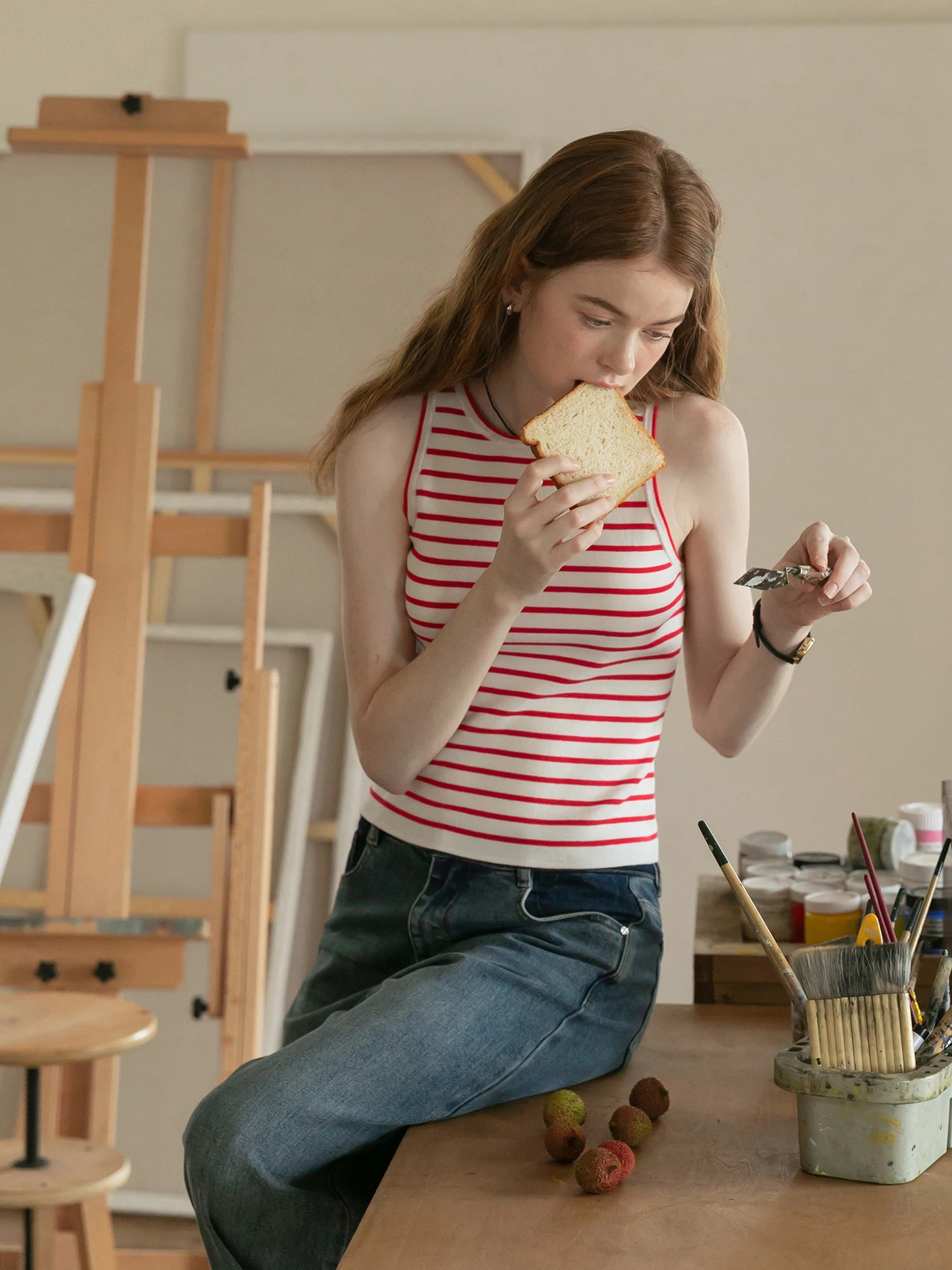 

Жилет вязаный MELLIIY в стиле Commuter, приталенный, летний, 2025, новинка, из смесового волокна, с полосатым дизайном, женский модный топ