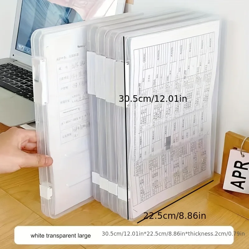 1pc A4 File Storage Box Waterproof And Dustproof Document Data Box Transparent Double Snap Plastic File Box
