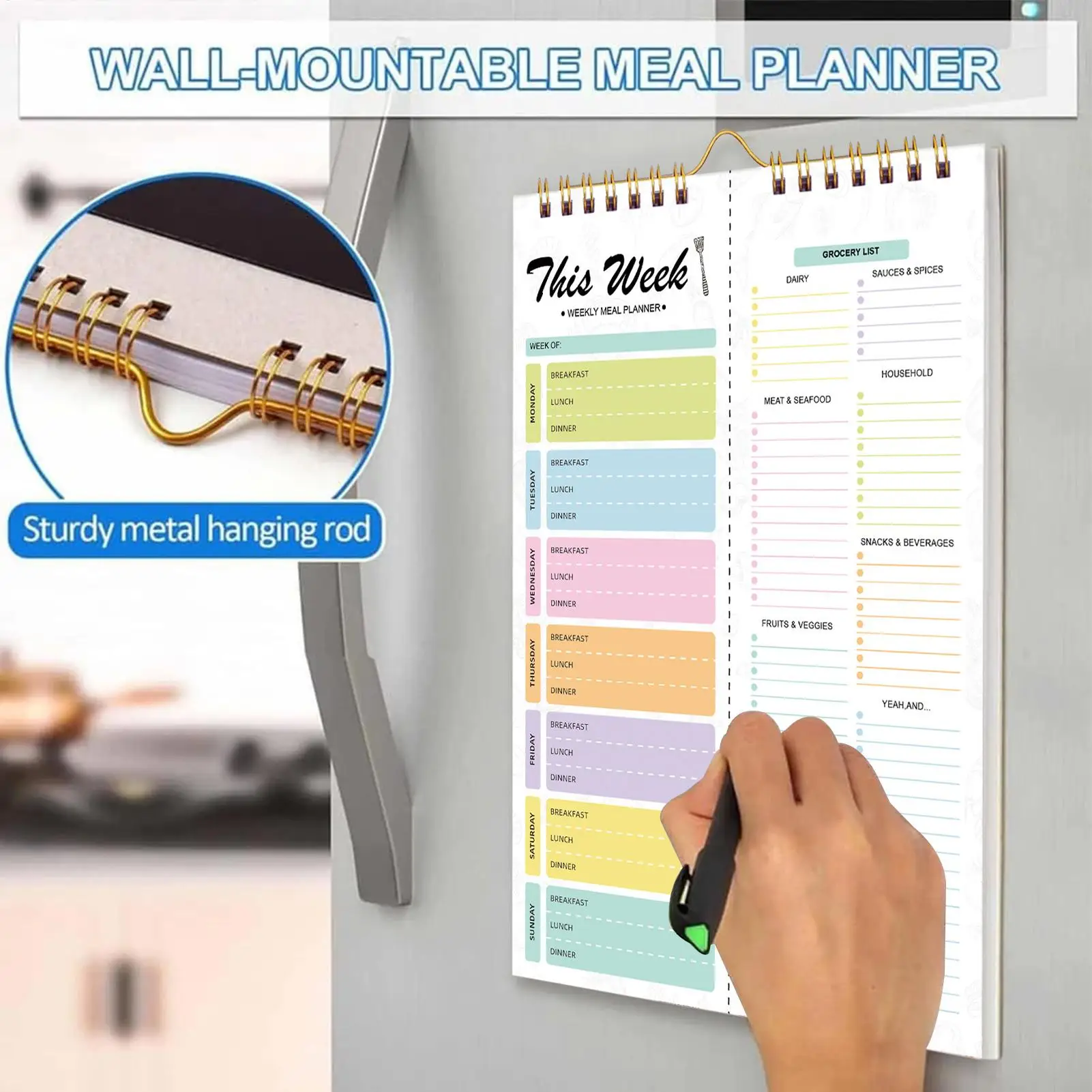 Планировщик еды для холодильника, 52 листа, еженедельный график, органайзер для еды, блокнот для кухни, настенный холодильник, домашний шоппинг, ужин