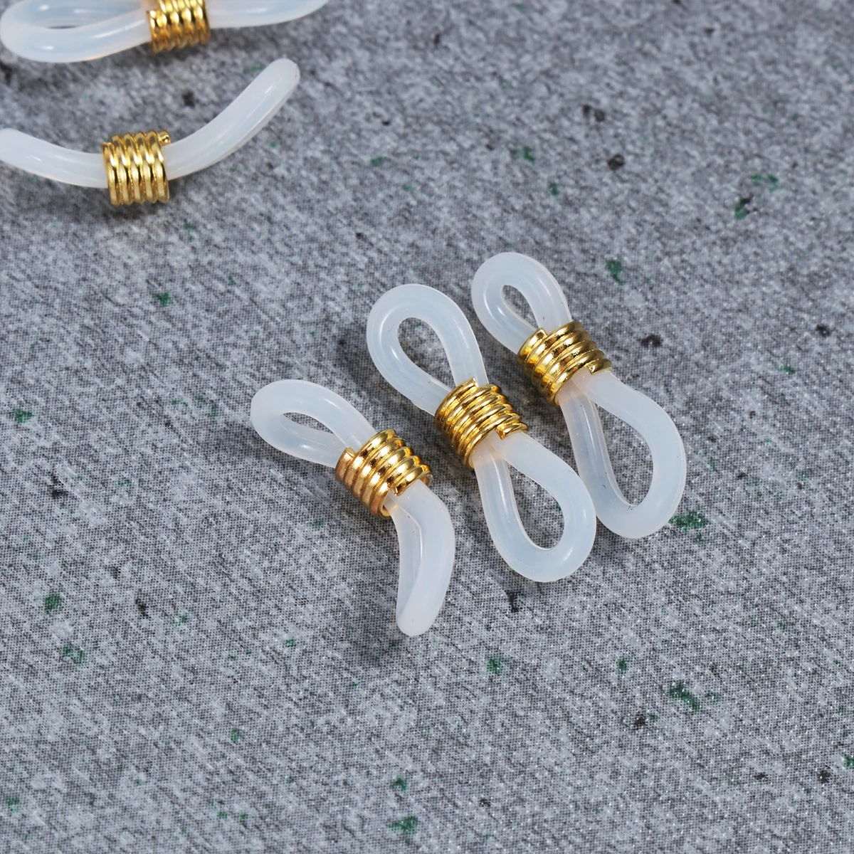 

100pcs Silicone Eyeglass Chain Fixing Ring Adjustable Non-Slip Grip For Glasses Temples Diy Jewelry Craft Accessory Golden