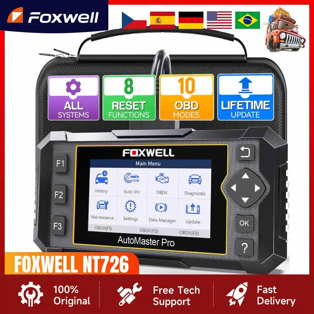 Foxwell NT624 Elite OBD2 Automotive Scanner Full System ABS Bleeding SAS DPF EPB Oil Reset OBD 2 Auto Car Diagnostic Scan Tool