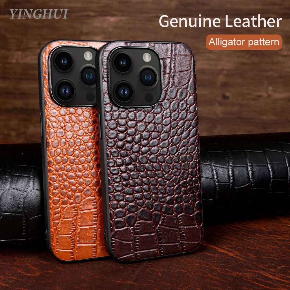 Genuine Leather Cover Phone Case for Apple iPhone 13 15 Pro Max 14Plus 12 11 XR 7 8 16E SE2022 Cowhide Fundal Back Shell capa