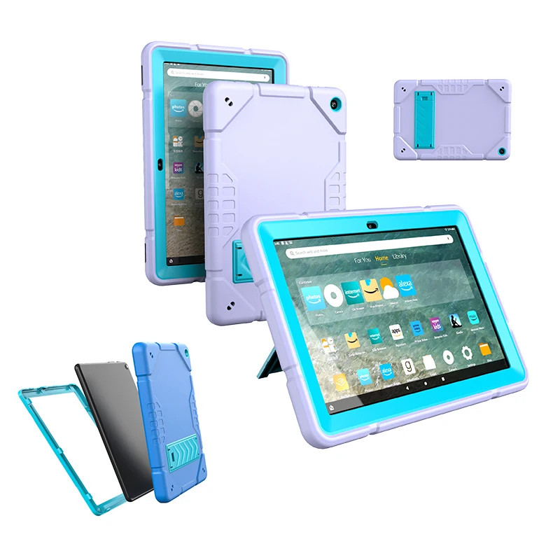 

Kids Tablet Case For Amazon fire HD10 10.1inch 2023 Full-wrap anti-bend Stand Cover