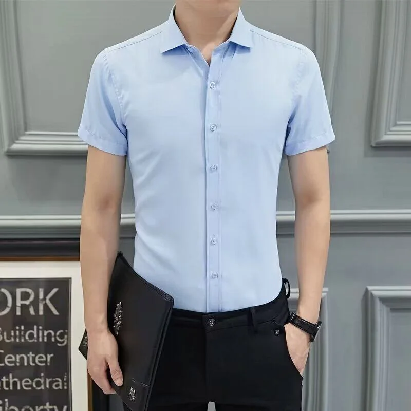 

High-End Non-Iron Black Short-Sleeve Shirt Men's 2026 New Summer Business Slim Fit Work Half Sleeve Shirt Men's Fashion City ...