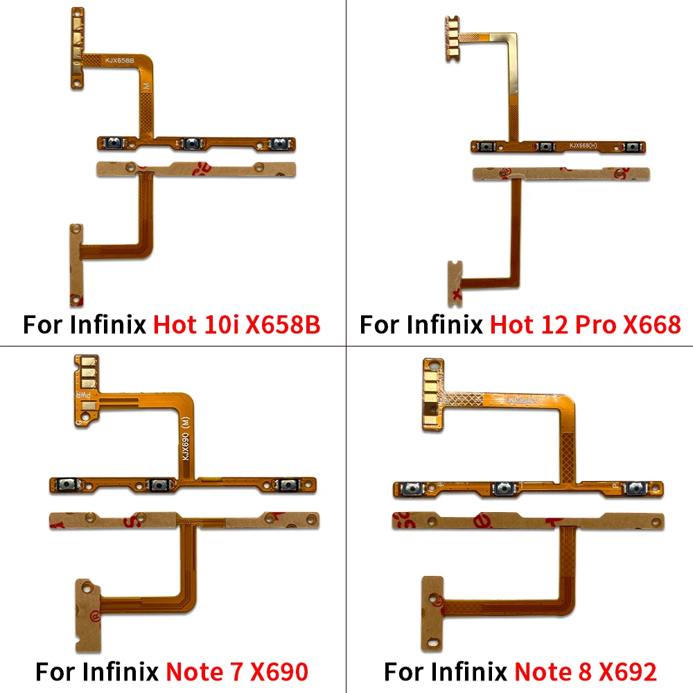 New For Infinix Hot 6x 7 8 Lite 10i 11S 12 Note 7 8 12 Pro Smart 6 Plus 7 HD Zero Power Switch On/Off Button Volume control Key