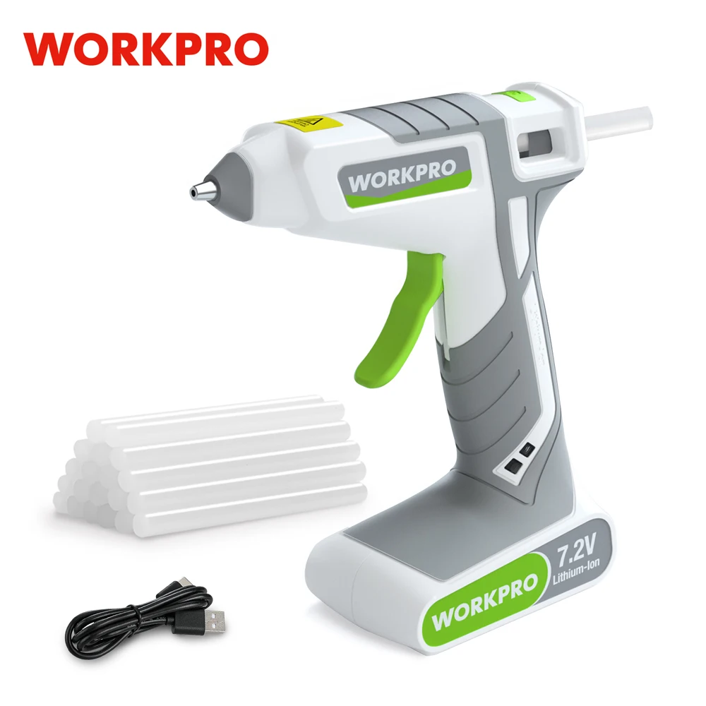 WORKPRO 7,2 В аккумуляторный электрический клеевой пистолет с 20 шт. 7 мм клеевой стержень, пистолет для горячего клея, инструменты, электроинструменты, инструмент для ремонта дома, нагревательный инструмент