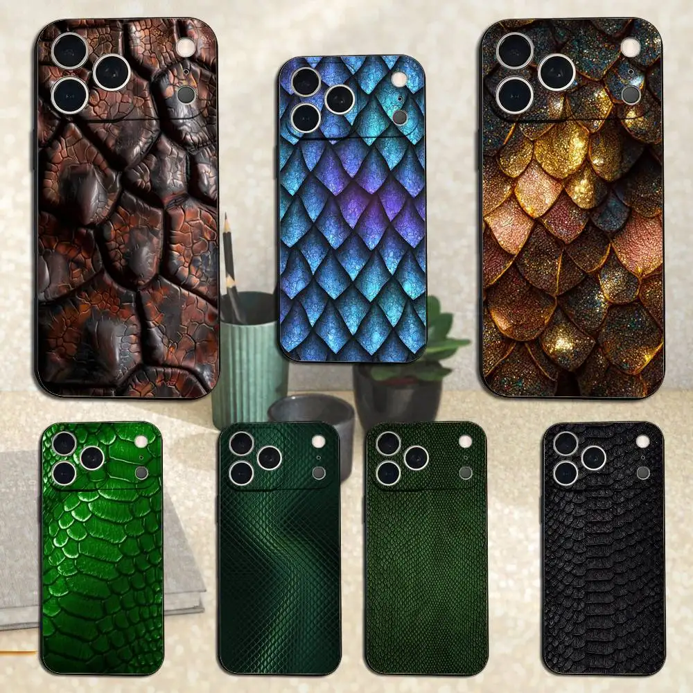 

Snakeskin pattern For iPhone 8,7,11,12,15,14,13,16,17,Plus,Pro Max,XS,X,XR,SE,Mini,Soft Silicone Black Case