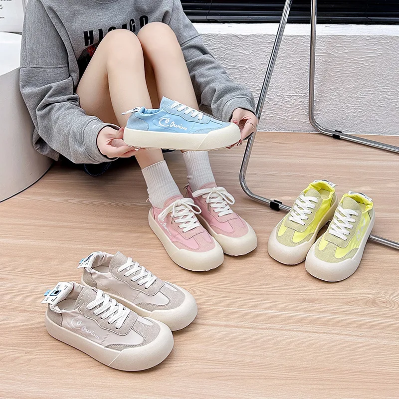 Summer Breathable Round Head Thin Thick Bottom Hundred with Small White Shoes Female Umbrella Cloth Casual Bread Shoes