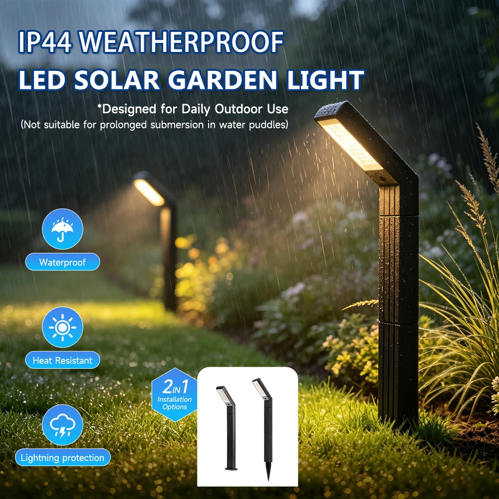 LED Garden Light Waterproof 2-in-1 3 Colors Changing 430/635/845mm Outdoor Pathway Landscape Lamp With Switch Solar Lawn Light