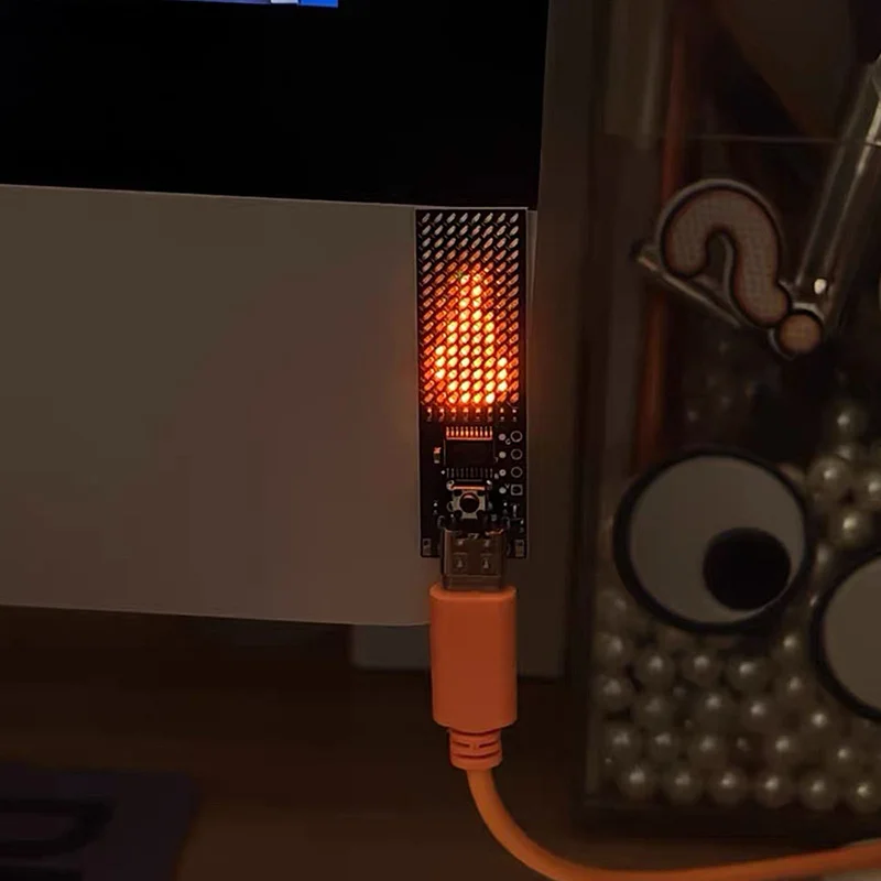 Electronic Flame Candle 8x16 LED Matrix Display Light USB Powered Animated Visual Effects Mood Lighting〔YY32〕