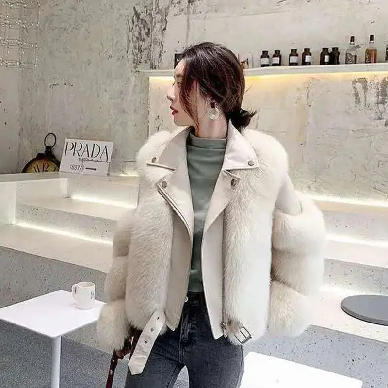 2023 New Full Leather High Imitation Fox Fur Temperament Casual Coat Female Fashion Loose Machine Slim Online Celebrity Fur Coat