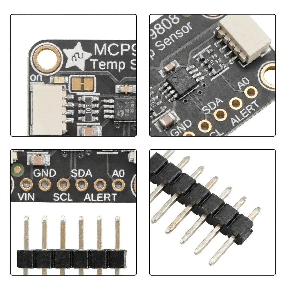 I2C Temperature Sensor Module Based on MCP9808 5027 Model for Integration with Microcontrollers and Single Board Computers
