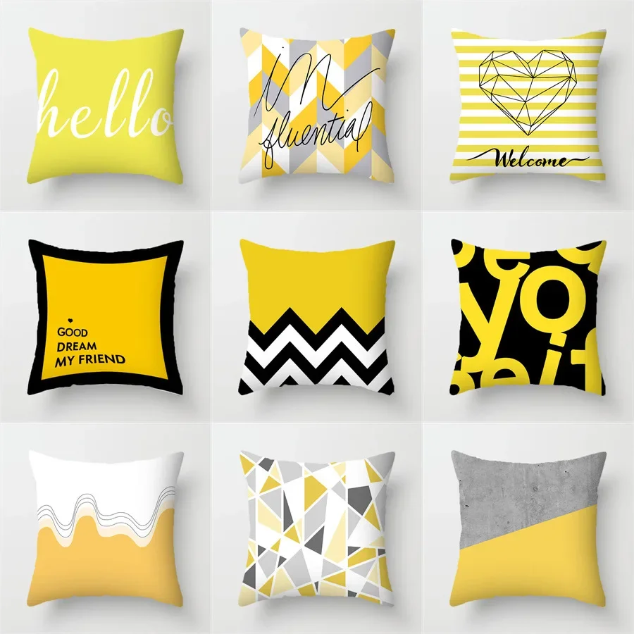 Cute Throw Pillow Covers for Sofa Couch Home Decor Yellow Minimalist Boho Chic Accent Cushion Pillowcase