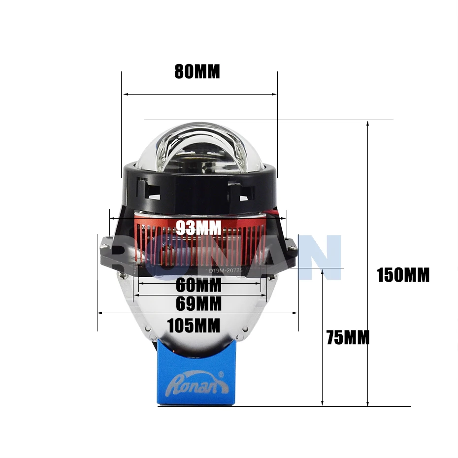 Ronan 3inch Matrix Auxiliary Hyperboloid Bi-LED Laser Projector Lens D19M 60W 5600LUX for 3R G5 Car Headlight Retrofit Upgrade